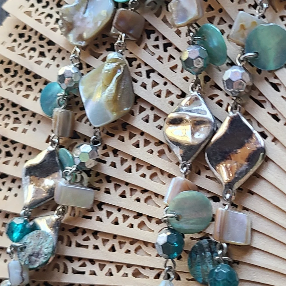 Elegant Silver and Teal Women's Necklace Lia Sophia Stamped - Picture 4 of 12